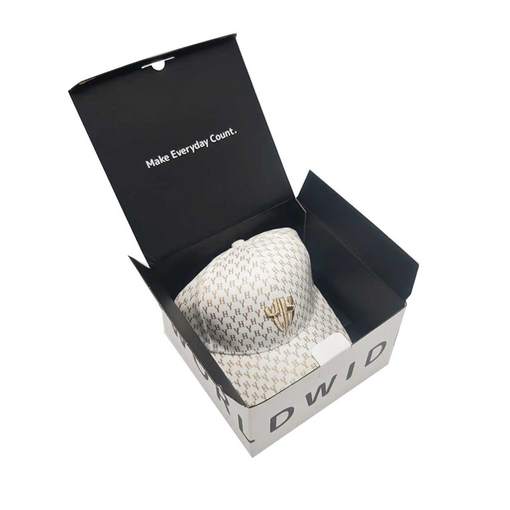 Inside of corrugated hat boxes – clean and protective interior for hats