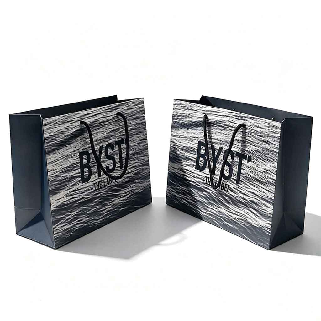 Custom art paper bags with cotton rope handle – reusable bags for premium retail