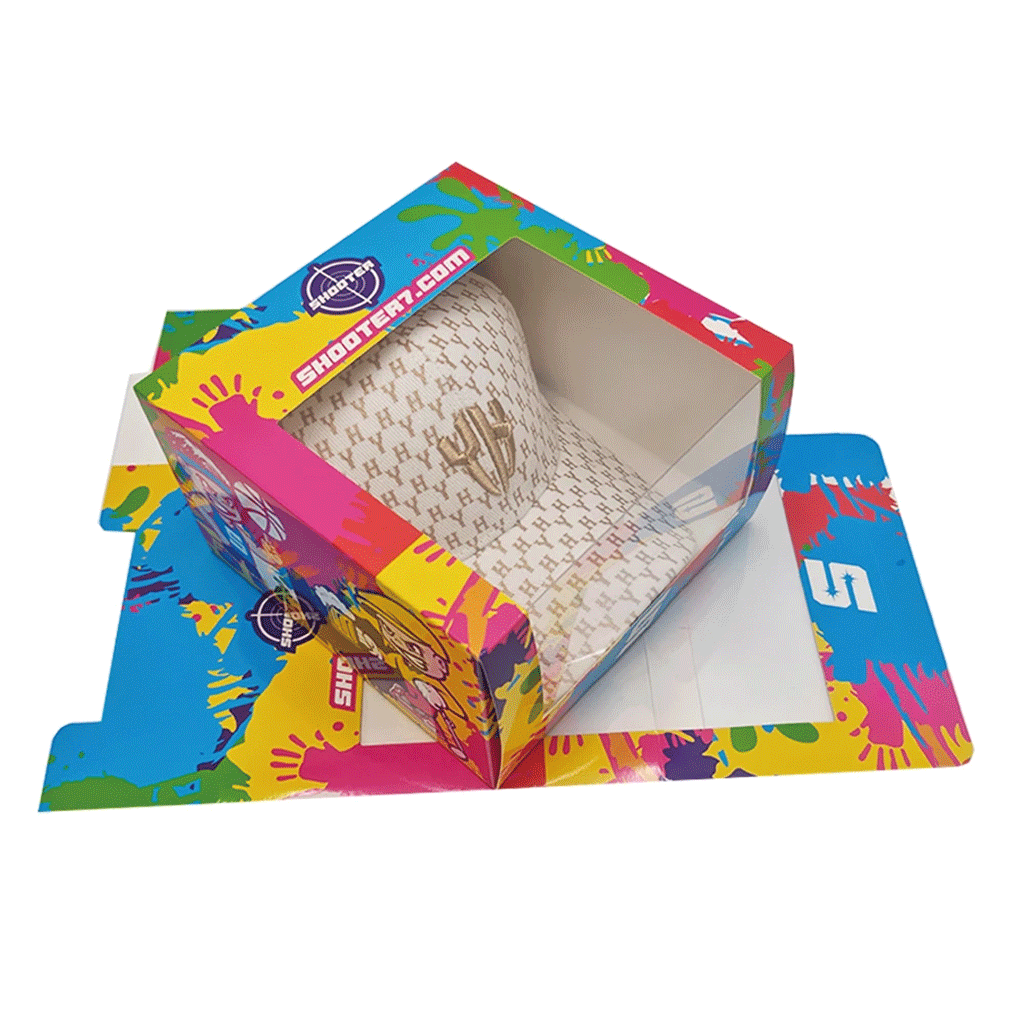 Custom hat box with window – ideal for sun hat and cap retail