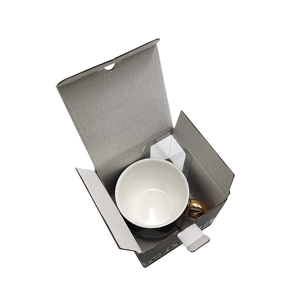 Custom printed corrugated boxes for mug – full CMYK branding with matte lamination