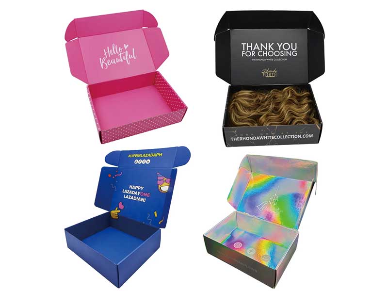 Different custom styles of shipping boxes