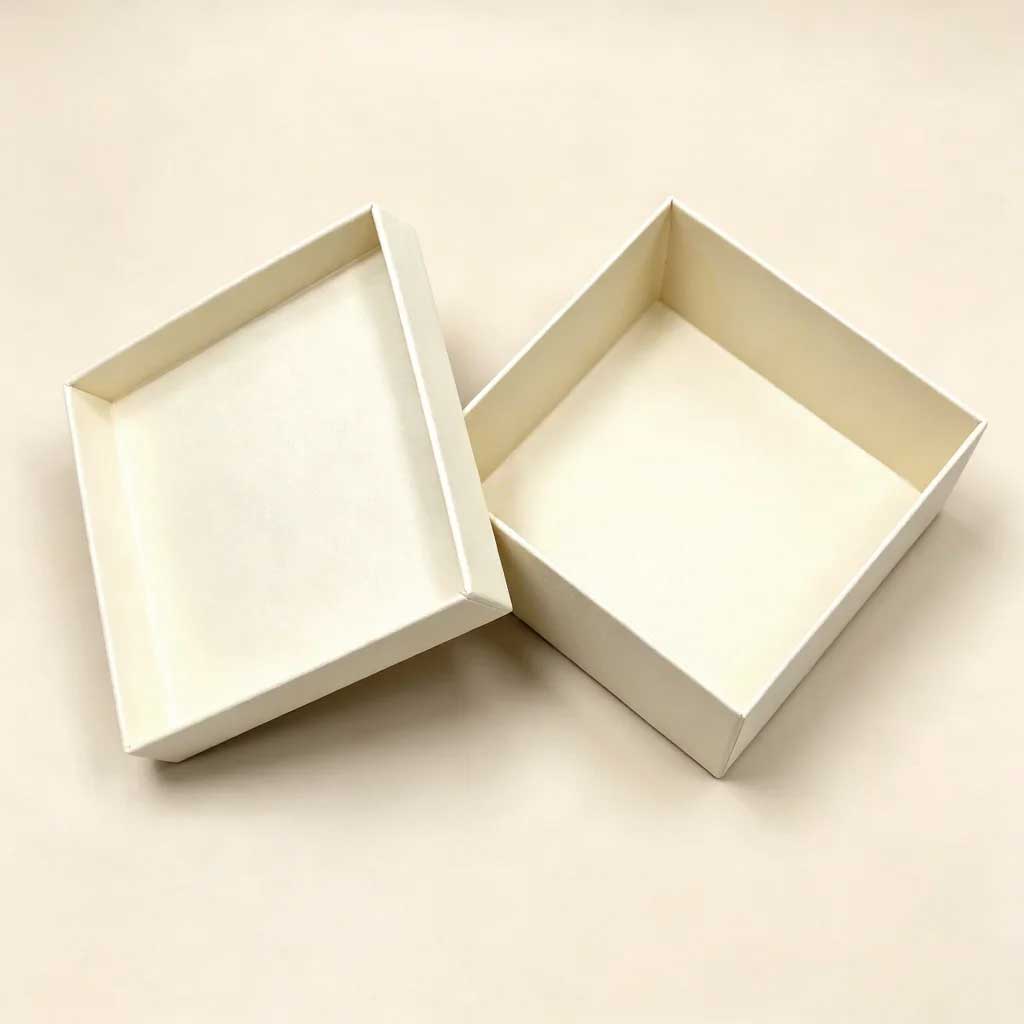 Inside view of custom lid and base boxes – clean and sturdy interior with matte finish