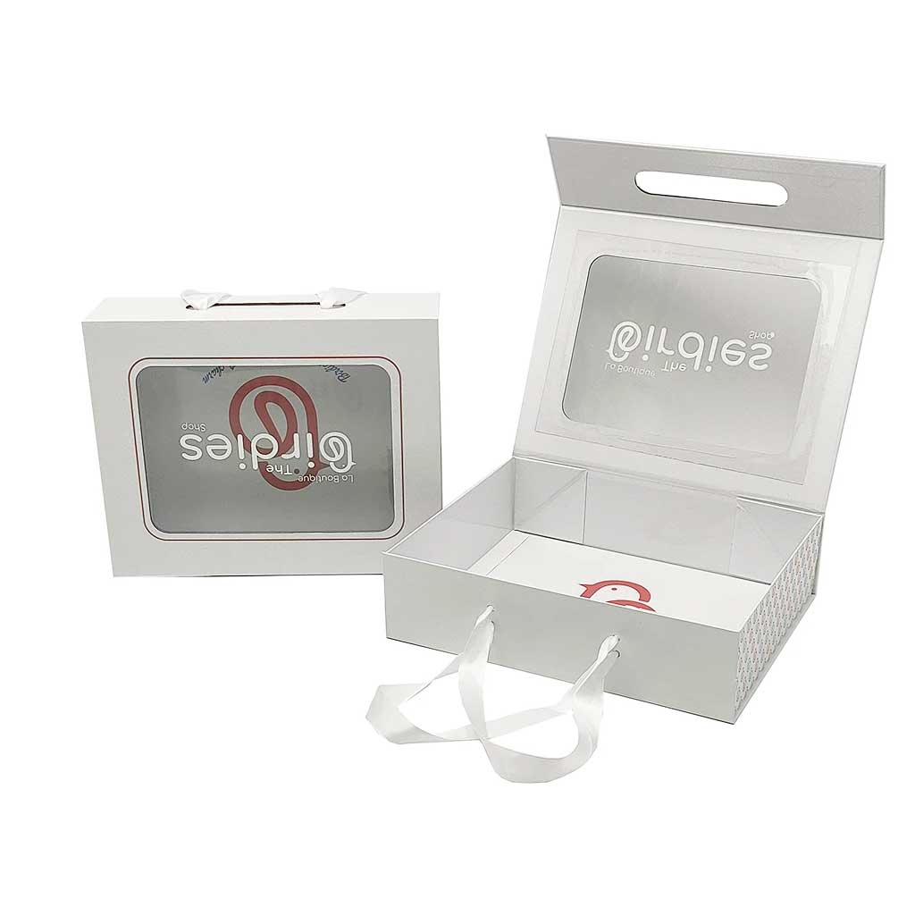 Magnetic boxes with handle and ribbon