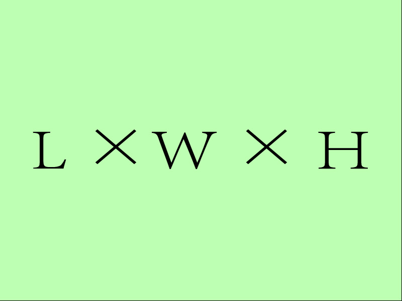 Box volume calculation example with dimensions