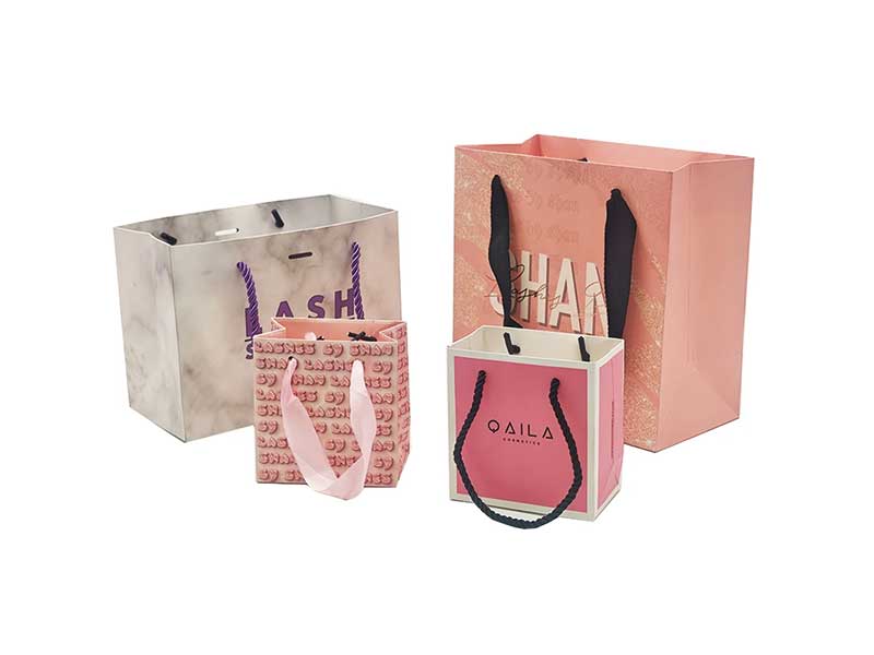 OEM paper bag for small cosmetic business with custom logo printing