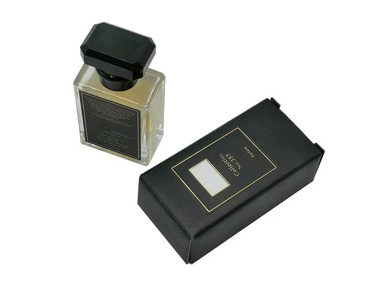 Custom black paper box with gold foil for perfume packaging