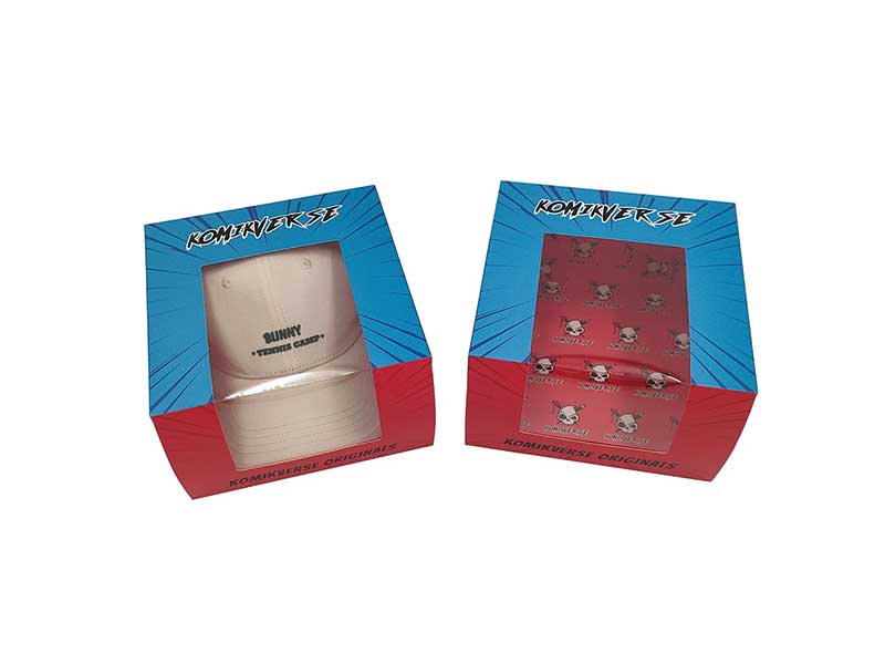 Custom Trends & Toys Boxes with plastic window display for baseball caps