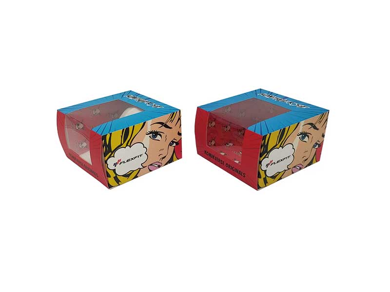 Custom coated paper hat boxes with plastic window for headwear
