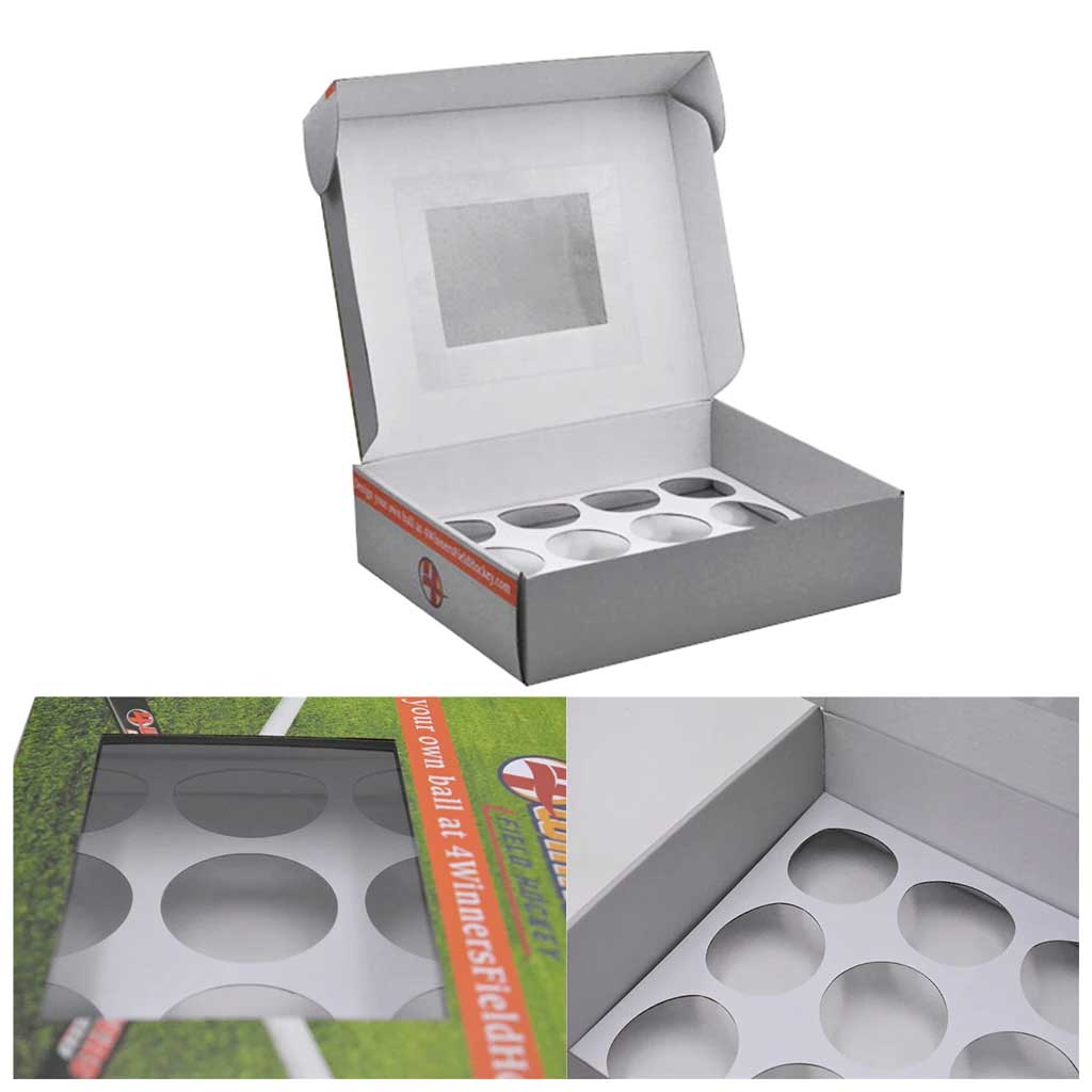 Inside view of a corrugated shipping box with PET window – clean interior and custom CMYK printing