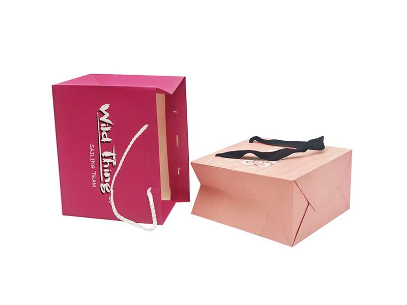 Custom cosmetic paper bag with cotton handle for retail beauty stores