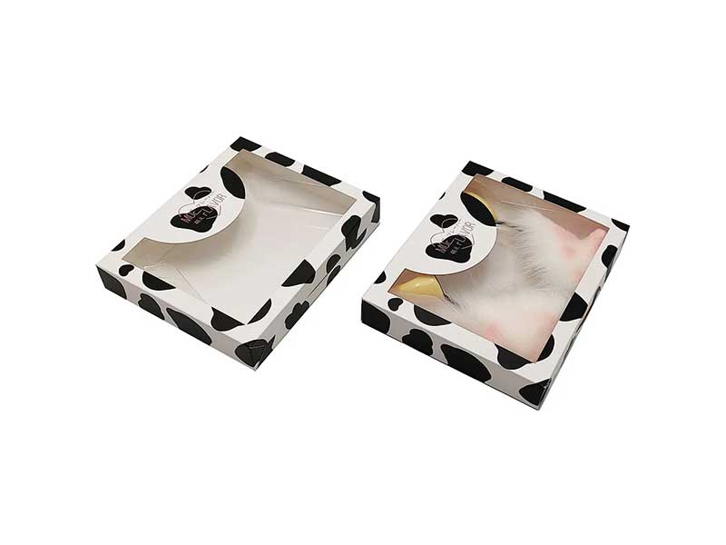 Custom folding headwear paper boxes with plastic window