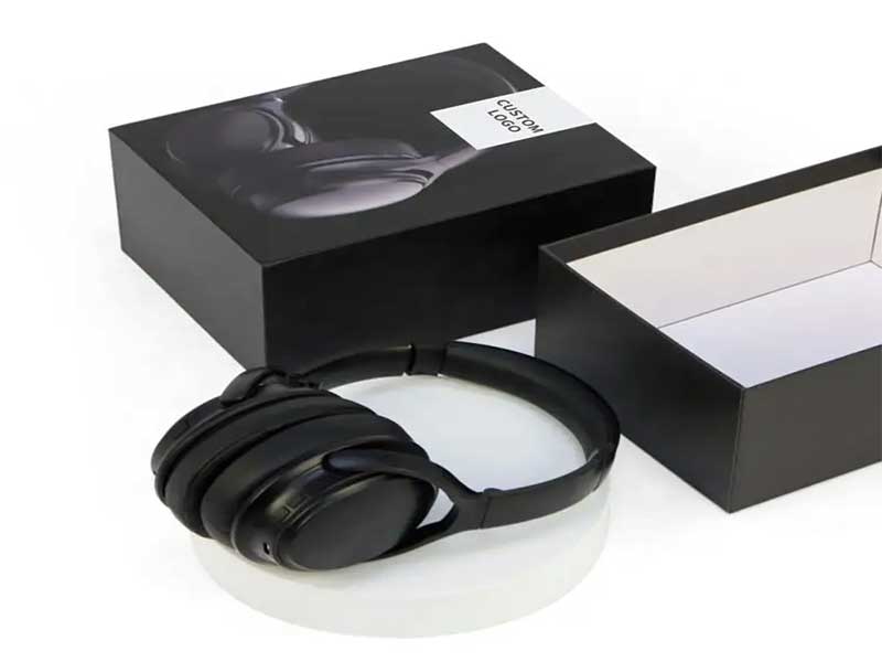 Minimalist lid and base electronic packaging boxes for earphones