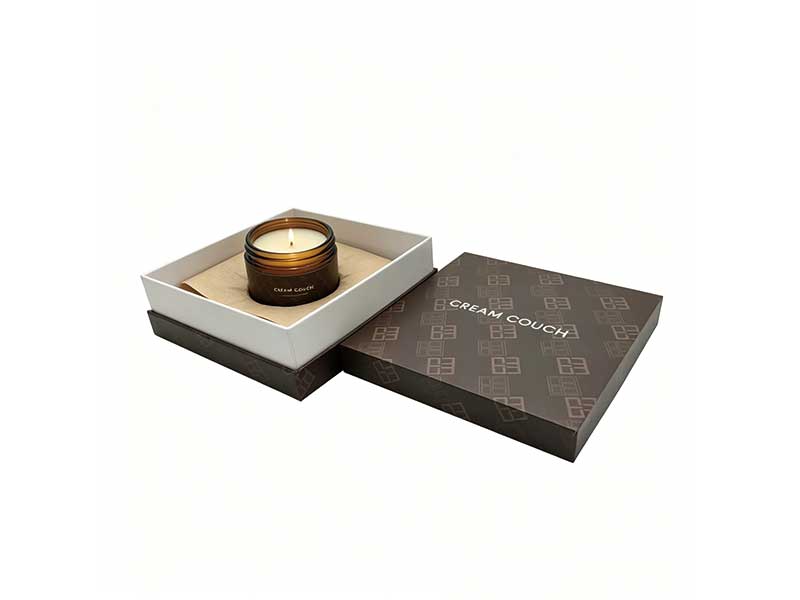 Custom lid and base candle boxes with paper insert for candles