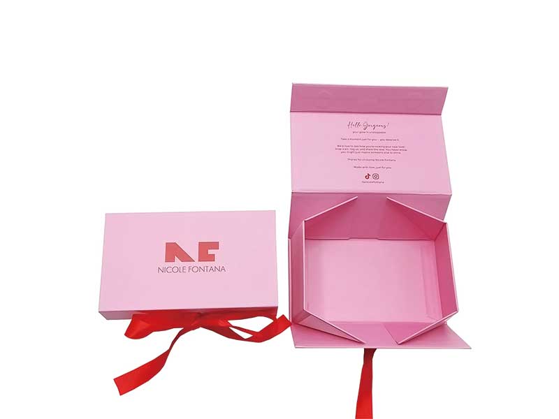 Custom print magnetic E-Commerce Boxes with ribbon for shipping