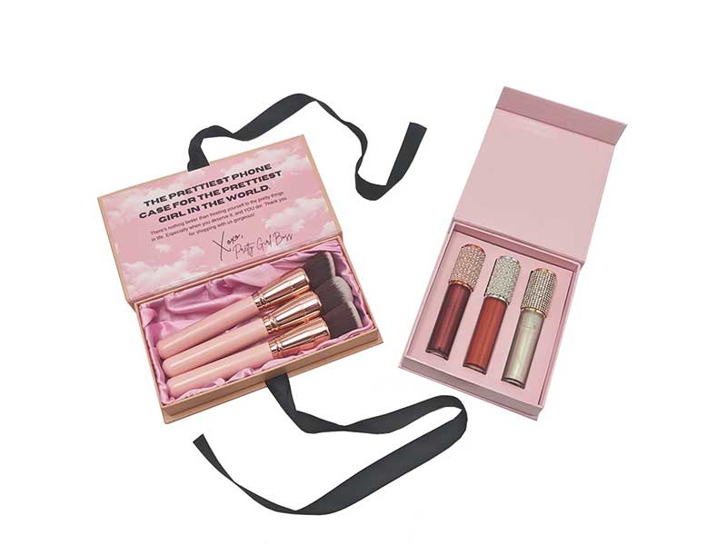 Rigid magnetic flip-top box for cosmetic gift sets