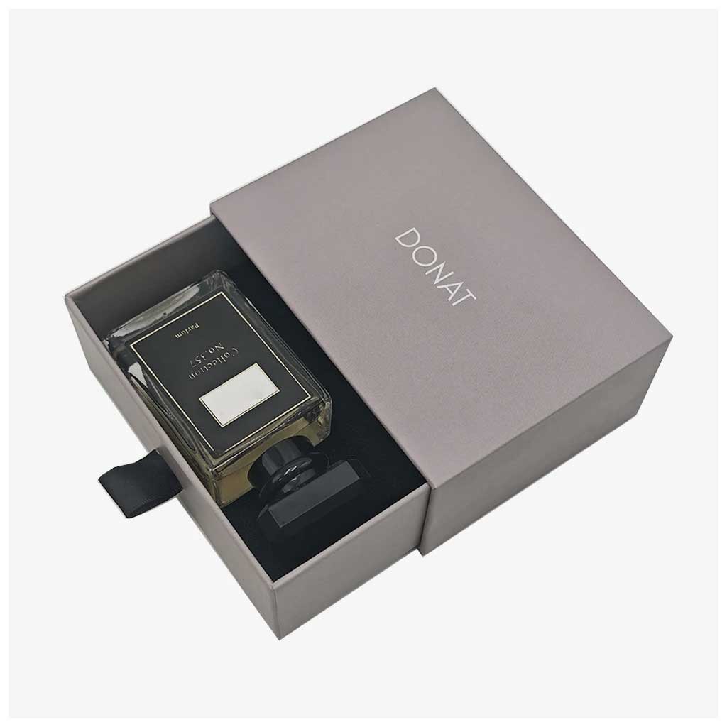 Custom rigid drawer boxes for perfume – elegant slide-out packaging with matte finish by Jinglin Packaging