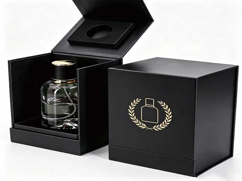 Luxury perfume flip lid rigid paper box packaging with foam insert