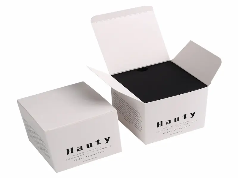 Matte finish paper folding box with paper insert for candle – custom packaging