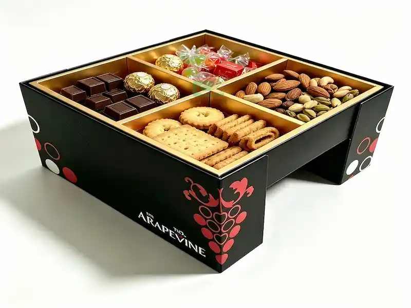 Customized nut gift box with soft touch lamination and custom insert