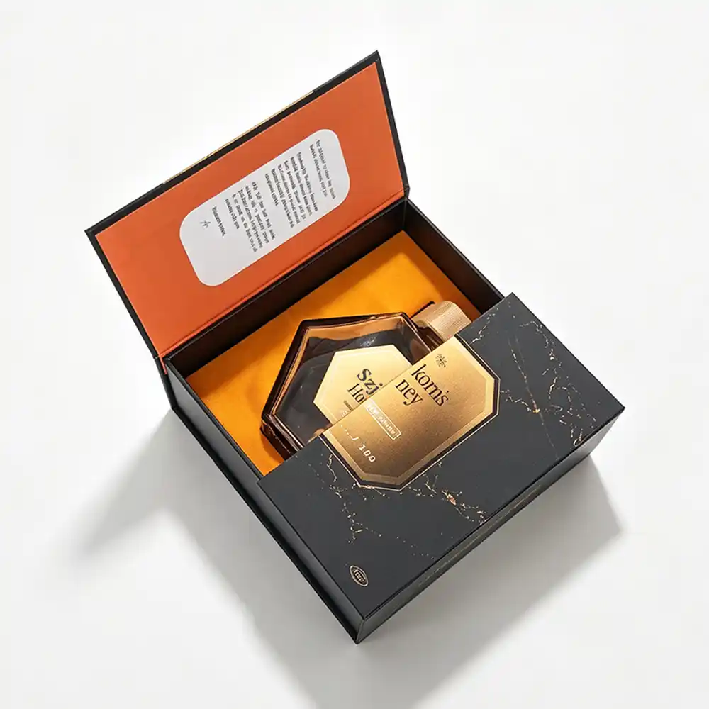 Luxury honey gift box with a custom food-grade EVA insert holding a honey jar