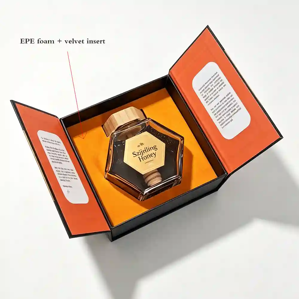Double-door honey gift box with magnetic closure for luxury honey brands