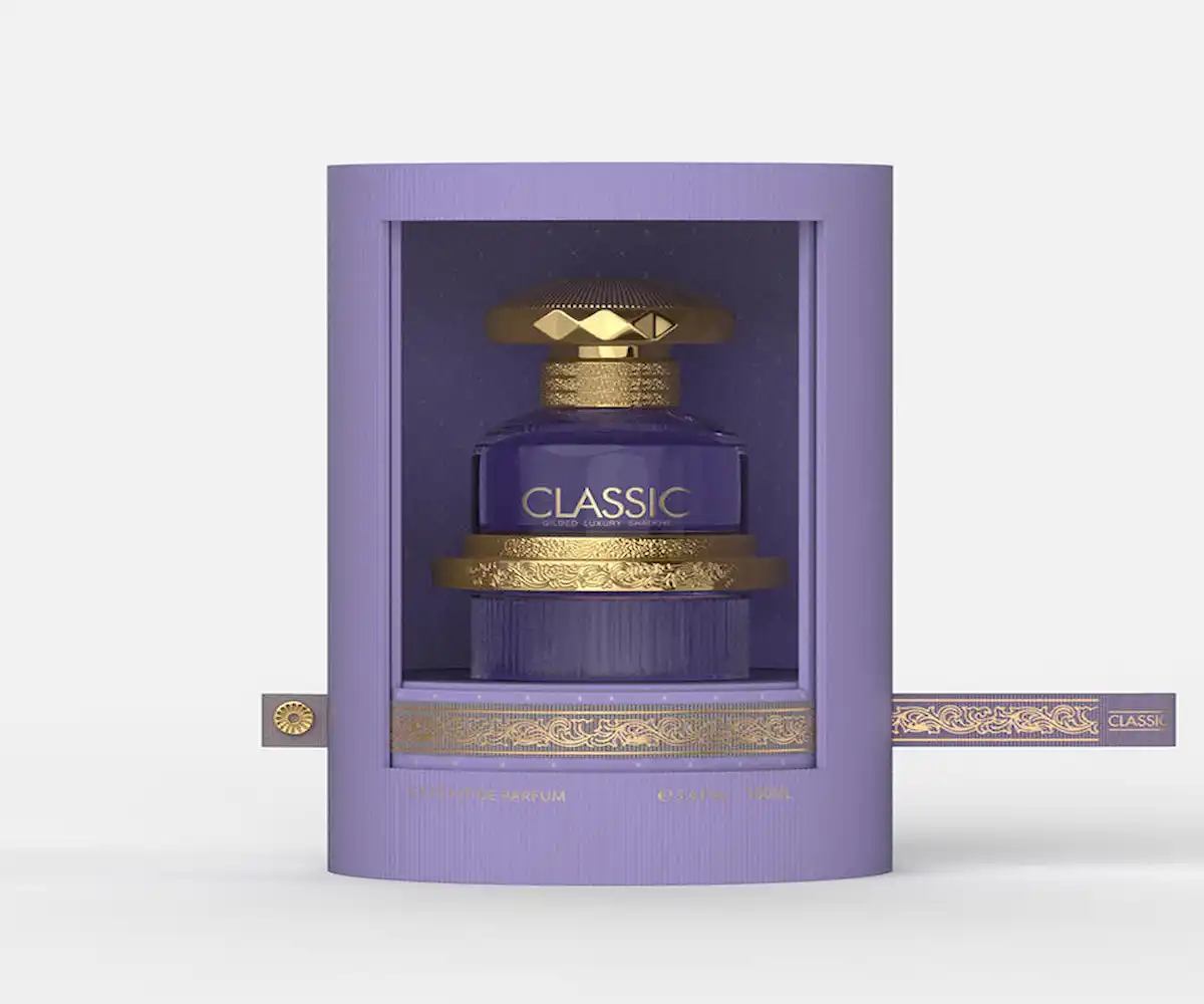 Custom round paper box for perfume – premium cylindrical fragrance packaging with clear PET display window